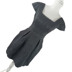 BCBGENERATION! DOVE GRAY CRINKLED FINISH, CINCHED WAIST,FRONT PLEAT DRESS! SZ 2